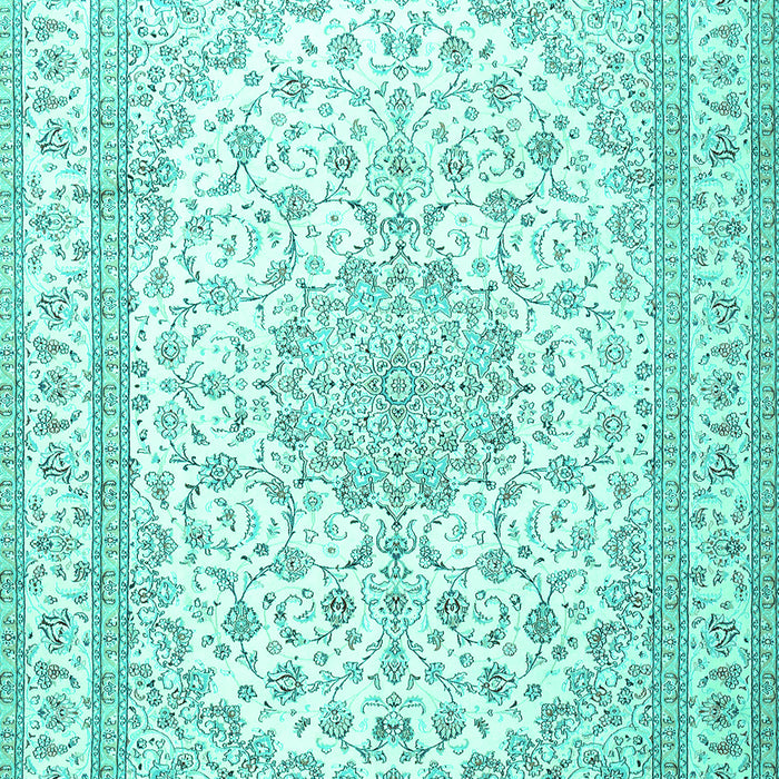 Machine Washable Medallion Turquoise Traditional Area Rugs, wshtr3490turq