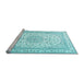 Sideview of Machine Washable Medallion Light Blue Traditional Rug, wshtr3490lblu