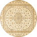 Round Medallion Brown Traditional Rug, tr3490brn