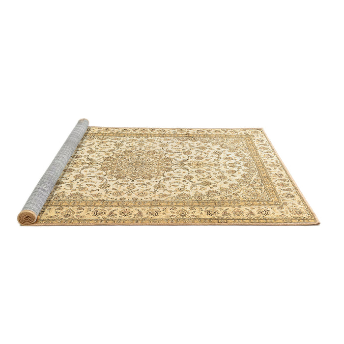 Sideview of Machine Washable Medallion Brown Traditional Rug, wshtr3490brn