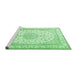 Sideview of Machine Washable Medallion Emerald Green Traditional Area Rugs, wshtr3490emgrn