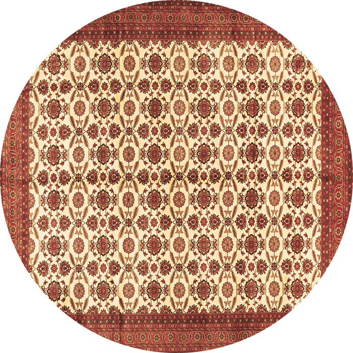 Round Persian Brown Traditional Rug, tr3491brn