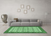 Machine Washable Persian Emerald Green Traditional Area Rugs in a Living Room,, wshtr3491emgrn