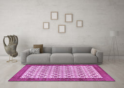 Machine Washable Persian Purple Traditional Area Rugs in a Living Room, wshtr3491pur