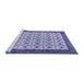 Sideview of Machine Washable Persian Blue Traditional Rug, wshtr3491blu