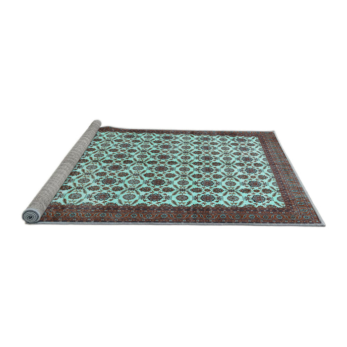 Sideview of Machine Washable Persian Light Blue Traditional Rug, wshtr3491lblu