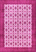 Machine Washable Persian Pink Traditional Rug, wshtr3491pnk