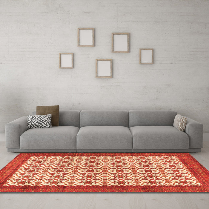 Machine Washable Persian Orange Traditional Area Rugs in a Living Room, wshtr3491org
