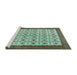 Sideview of Machine Washable Persian Turquoise Traditional Area Rugs, wshtr3491turq