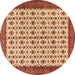 Round Machine Washable Persian Brown Traditional Rug, wshtr3491brn