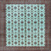 Square Machine Washable Persian Light Blue Traditional Rug, wshtr3491lblu