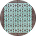 Round Persian Light Blue Traditional Rug, tr3491lblu