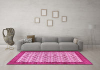 Machine Washable Persian Pink Traditional Rug, wshtr3491pnk