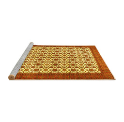 Sideview of Machine Washable Persian Yellow Traditional Rug, wshtr3491yw