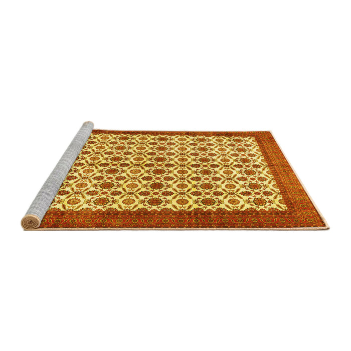 Sideview of Machine Washable Persian Yellow Traditional Rug, wshtr3491yw