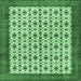 Square Persian Emerald Green Traditional Rug, tr3491emgrn