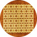 Round Persian Yellow Traditional Rug, tr3491yw