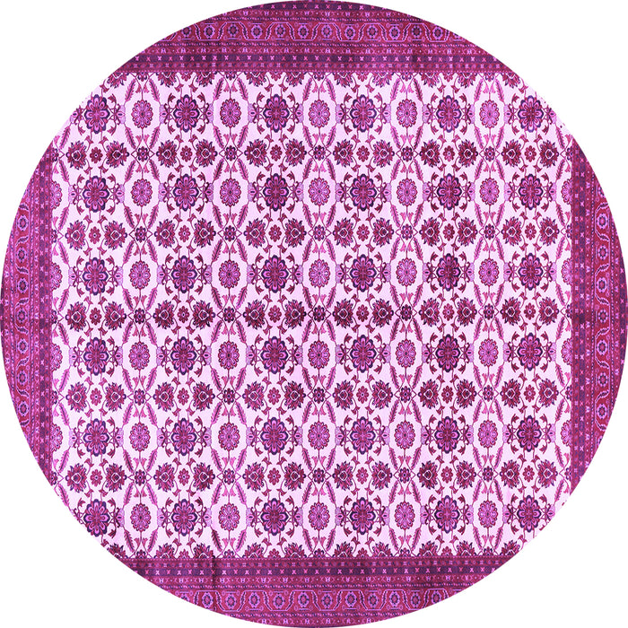 Round Machine Washable Persian Purple Traditional Area Rugs, wshtr3491pur