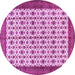 Round Machine Washable Persian Purple Traditional Area Rugs, wshtr3491pur