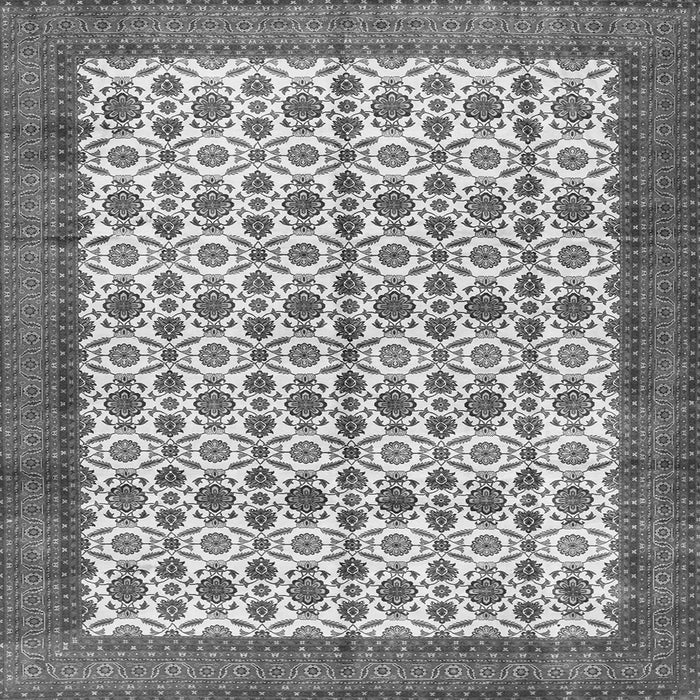 Round Machine Washable Persian Gray Traditional Rug, wshtr3491gry