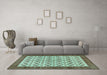 Machine Washable Persian Turquoise Traditional Area Rugs in a Living Room,, wshtr3491turq