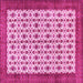 Square Machine Washable Persian Pink Traditional Rug, wshtr3491pnk