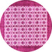 Round Machine Washable Persian Pink Traditional Rug, wshtr3491pnk