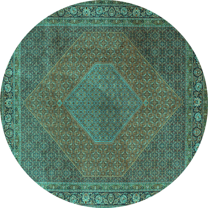 Round Persian Turquoise Traditional Rug, tr3492turq