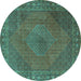 Round Persian Turquoise Traditional Rug, tr3492turq