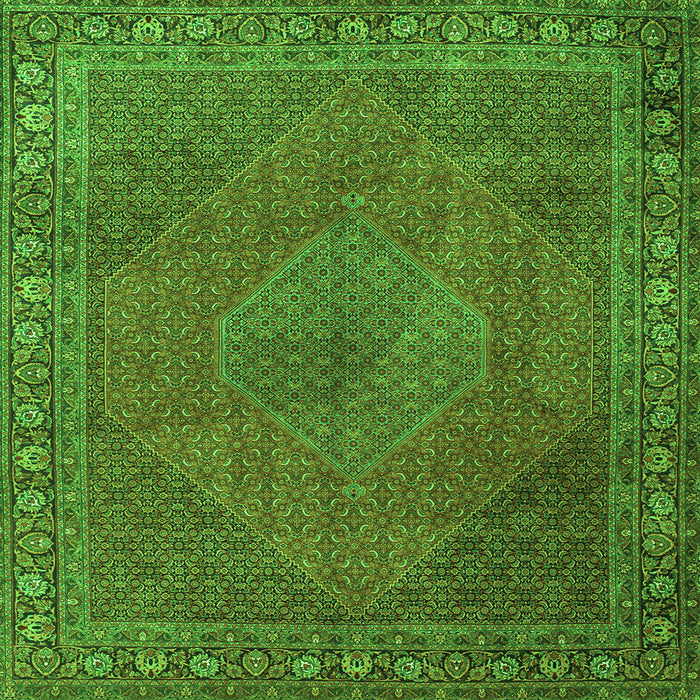 Round Machine Washable Persian Green Traditional Area Rugs, wshtr3492grn