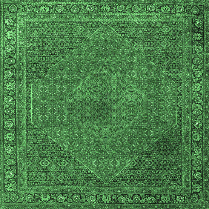 Square Persian Emerald Green Traditional Rug, tr3492emgrn