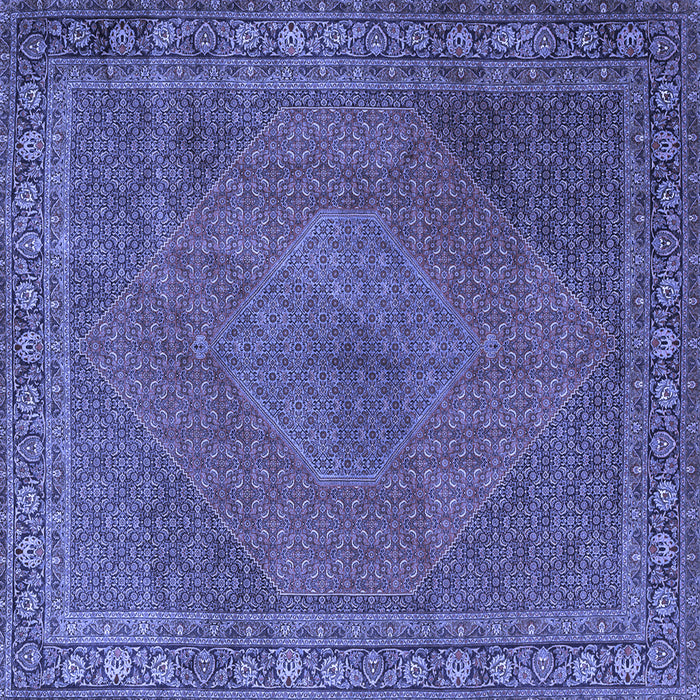 Square Machine Washable Persian Blue Traditional Rug, wshtr3492blu