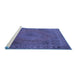 Sideview of Machine Washable Persian Blue Traditional Rug, wshtr3492blu