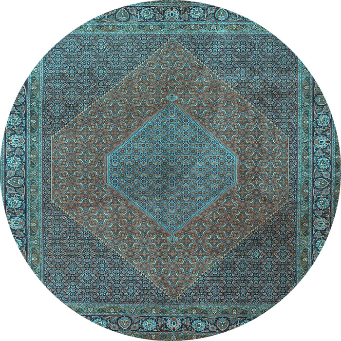 Round Machine Washable Persian Light Blue Traditional Rug, wshtr3492lblu