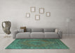 Machine Washable Persian Turquoise Traditional Area Rugs in a Living Room,, wshtr3492turq