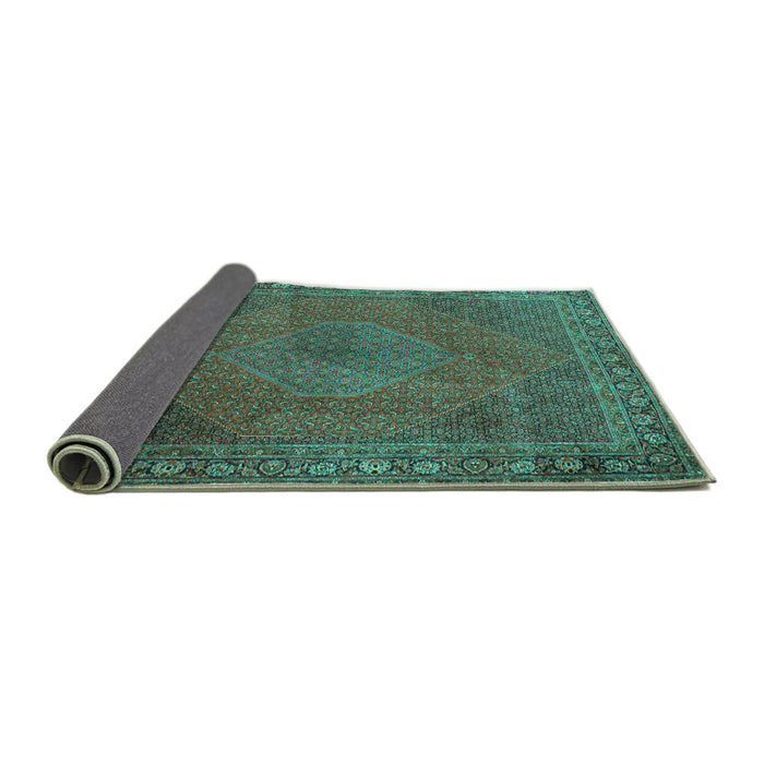 Sideview of Persian Turquoise Traditional Rug, tr3492turq