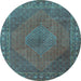 Round Persian Light Blue Traditional Rug, tr3492lblu