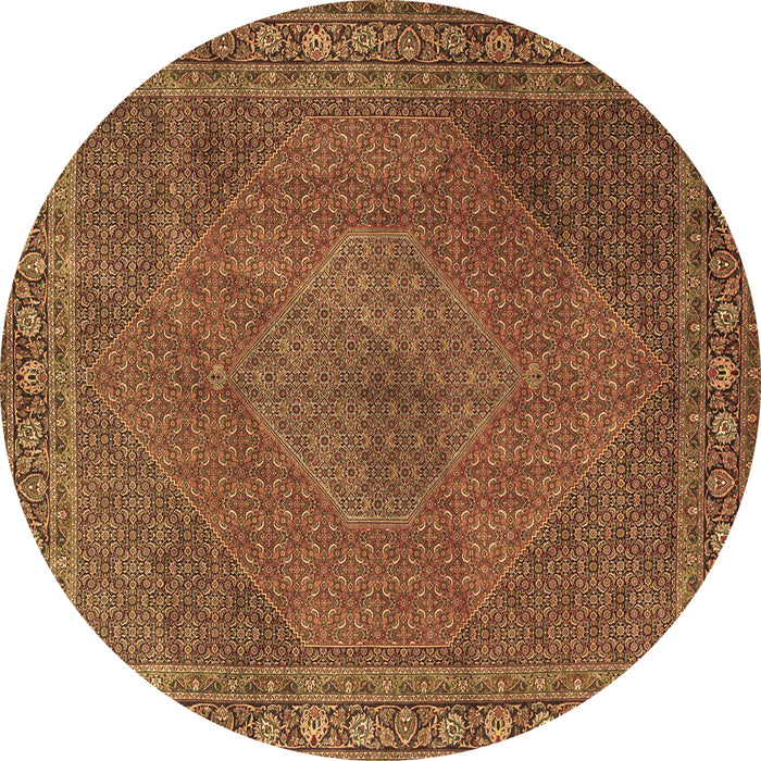 Round Persian Brown Traditional Rug, tr3492brn