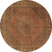 Round Persian Brown Traditional Rug, tr3492brn