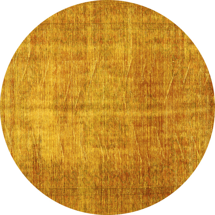 Round Persian Yellow Traditional Rug, tr3493yw