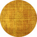 Round Persian Yellow Traditional Rug, tr3493yw