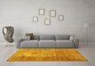 Machine Washable Persian Yellow Traditional Rug in a Living Room, wshtr3493yw