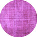Round Persian Purple Traditional Rug, tr3493pur
