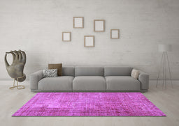 Machine Washable Persian Purple Traditional Area Rugs in a Living Room, wshtr3493pur