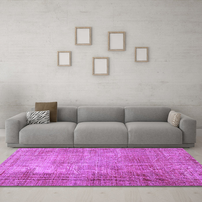 Machine Washable Persian Purple Traditional Area Rugs in a Living Room, wshtr3493pur