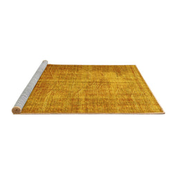 Sideview of Machine Washable Persian Yellow Traditional Rug, wshtr3493yw