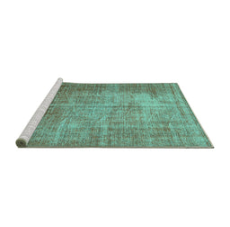 Sideview of Machine Washable Persian Turquoise Traditional Area Rugs, wshtr3493turq
