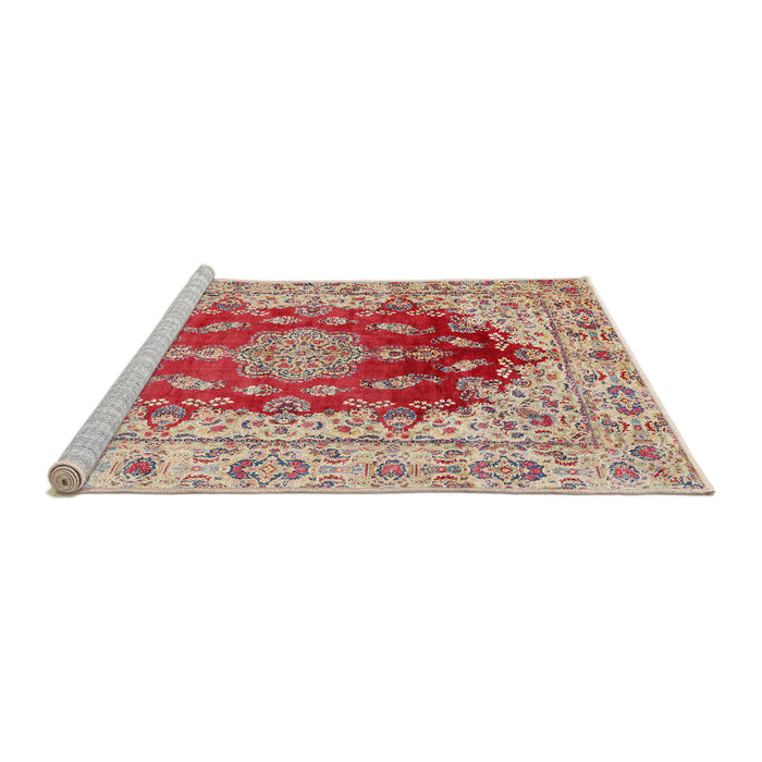 Sideview of Machine Washable Traditional Cherry Red Rug, wshtr3494