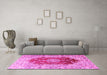 Machine Washable Persian Pink Traditional Rug in a Living Room, wshtr3494pnk