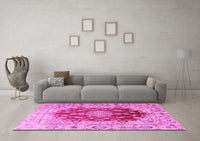 Machine Washable Persian Pink Traditional Rug, wshtr3494pnk